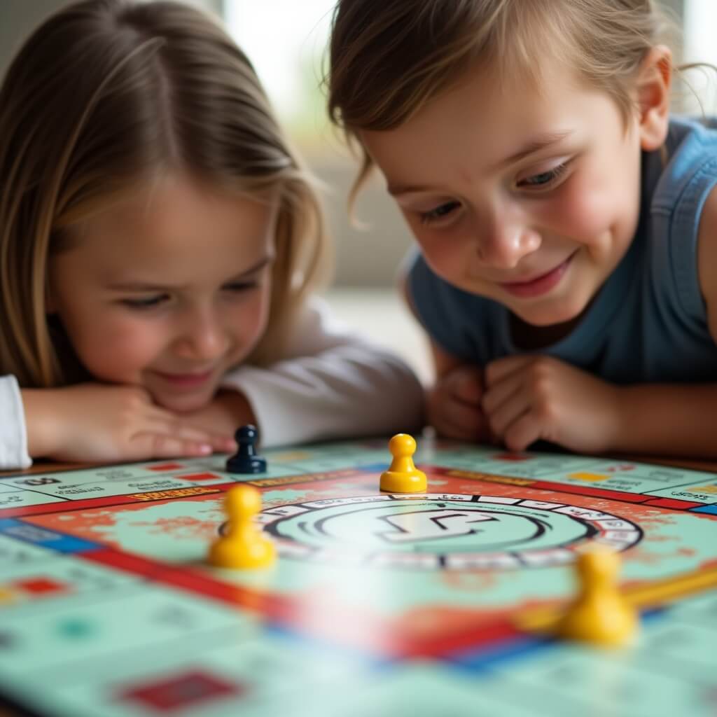 Dzieci grające w grę planszową